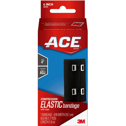 Ace Compression Elastic Bandage with Clips Black - 4"