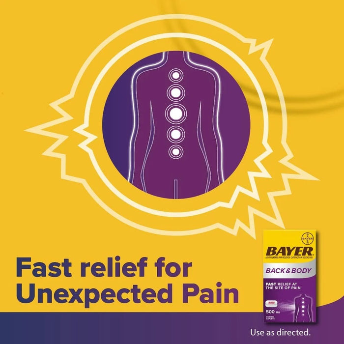 Bayer Extra Strength Back & Body Pain Reliever Aspirin with Caffeine Caplets