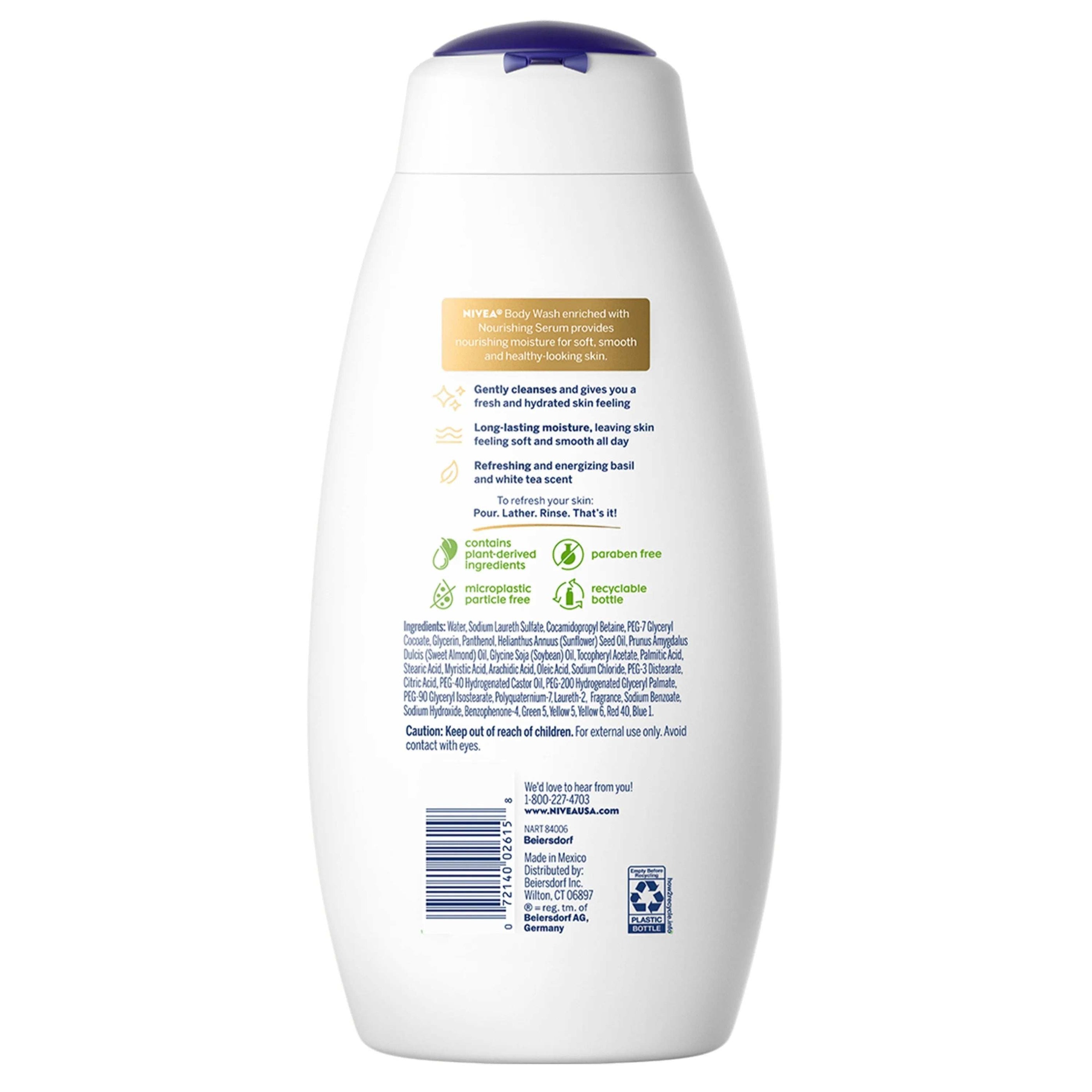 Nivea Refreshing Body Wash with Nourishing Serum Basil and White Tea