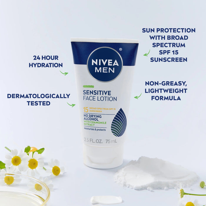 Nivea Men Sensitive Face Lotion with Vitamin E SPF 15 - 2.5 oz