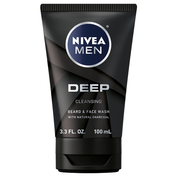 Nivea Deep Cleansing Beard & Face Wash with Natural Charcoal - 3.3 oz