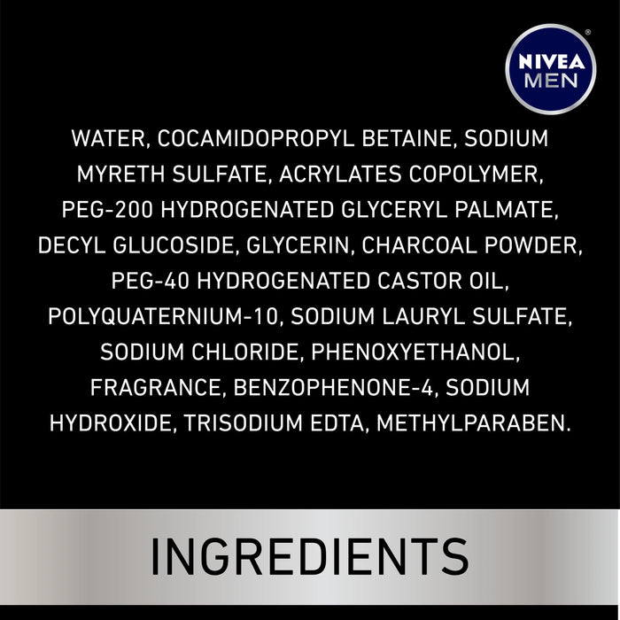 Nivea Deep Cleansing Beard & Face Wash with Natural Charcoal - 3.3 oz