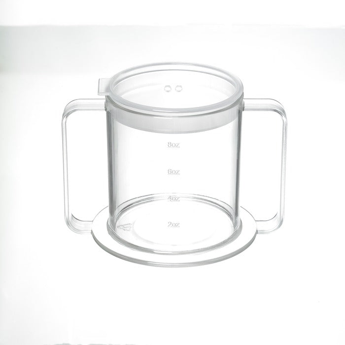 2 Handed Spillproof Clear Mug with 2 Lids