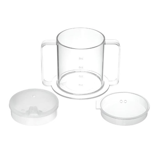 2 Handed Spillproof Clear Mug with 2 Lids