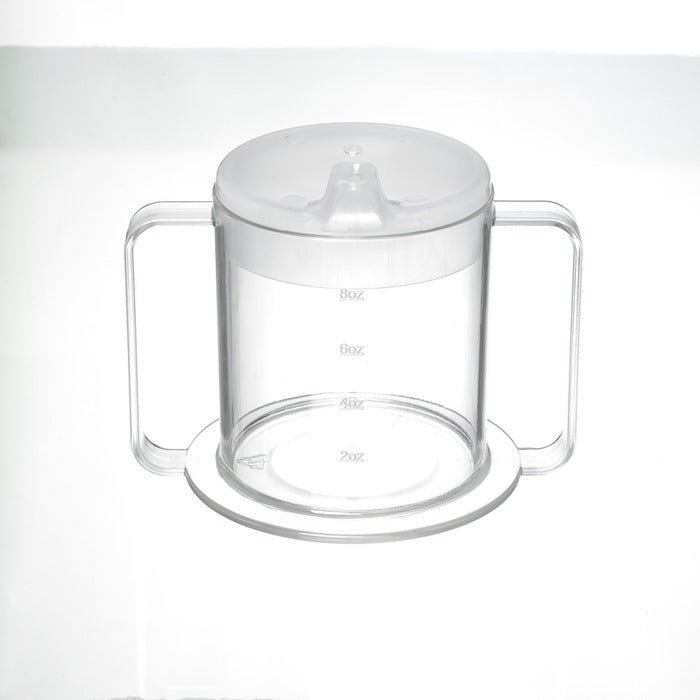 2 Handed Spillproof Clear Mug with 2 Lids