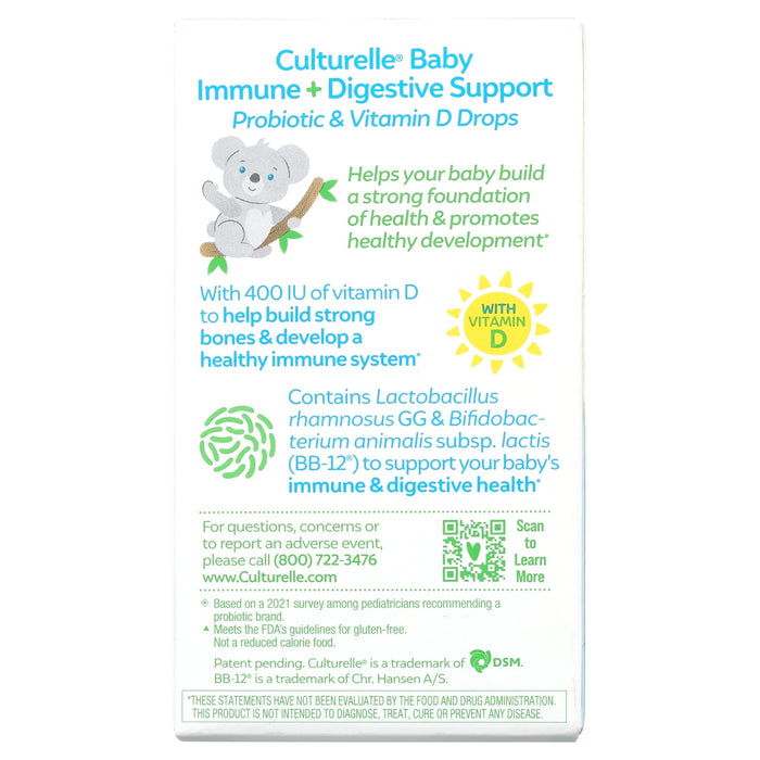 Culturelle Baby Immune + Digestive Support Probiotic Drops For Infants & Newborns - 0.3 fl oz