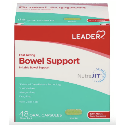 Leader Fast Acting Bowel Support Capsules - 48 Ct