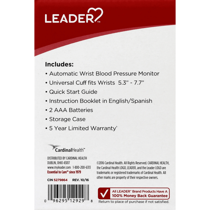 Leader Deluxe Automatic Wrist Blood Pressure Monitor