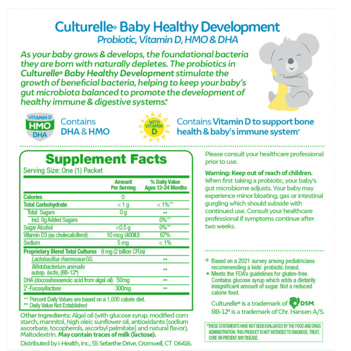 Culturelle Baby Healthy Development Probiotic Vit D HMO & DHA Packets - 30 Ct