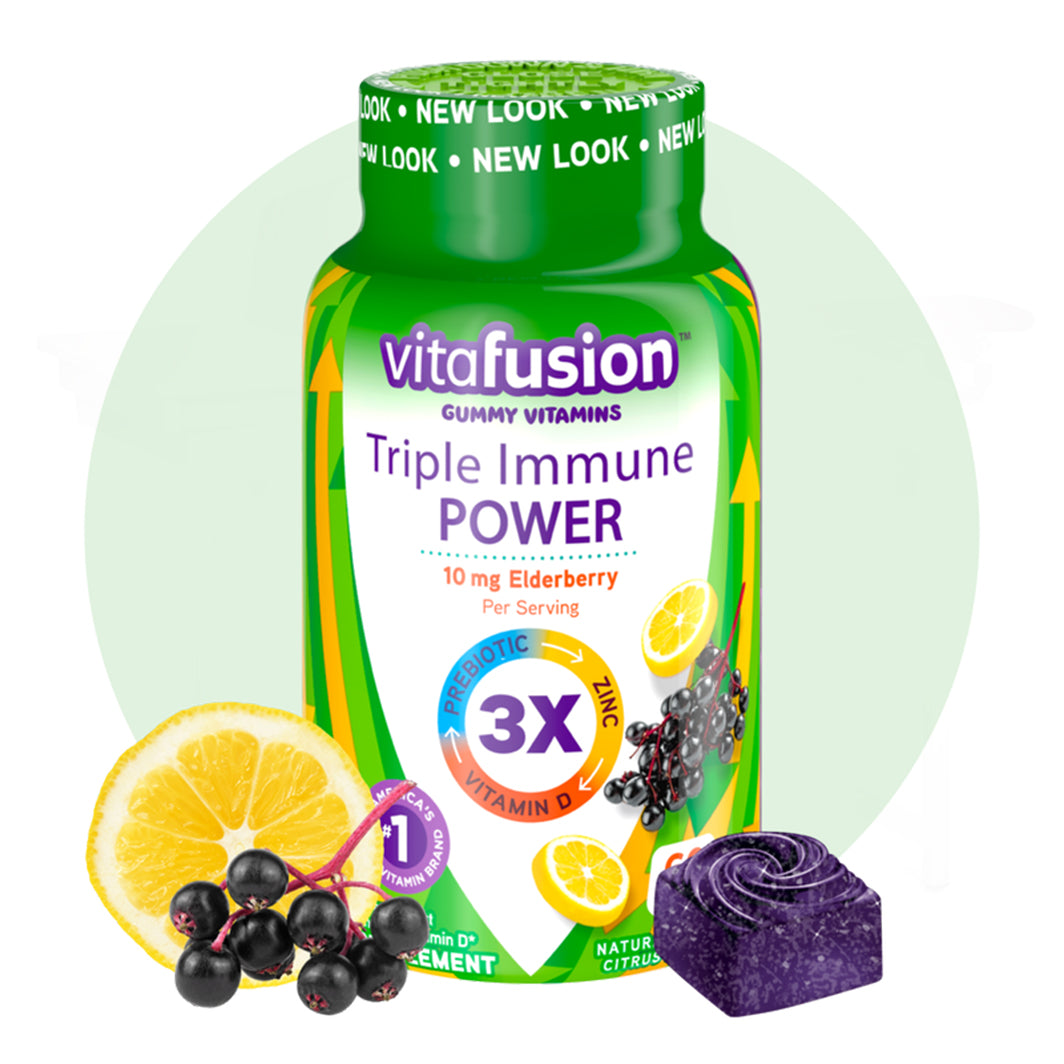 Gomitas Vitafusion Triple Immune Power con vitaminas, frutos rojos y cítricos 