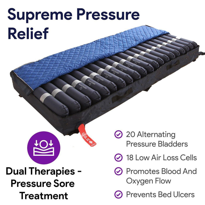 Low Air Loss Alternating Pressure Mattress With Rails - 36"x80"x8/11" - Shop Home Med