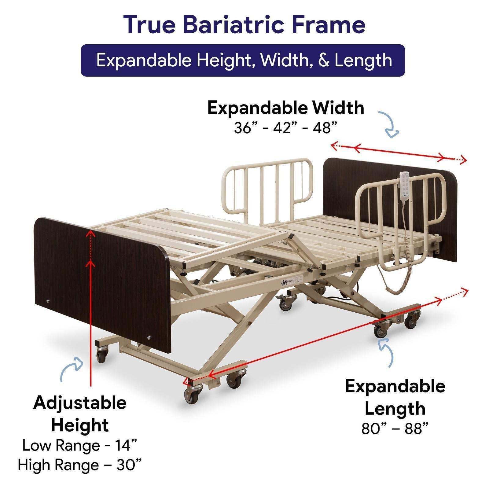 Medacure Bariatric Extendable Hospital Bed - 750lbs Cap - Shop Home Med