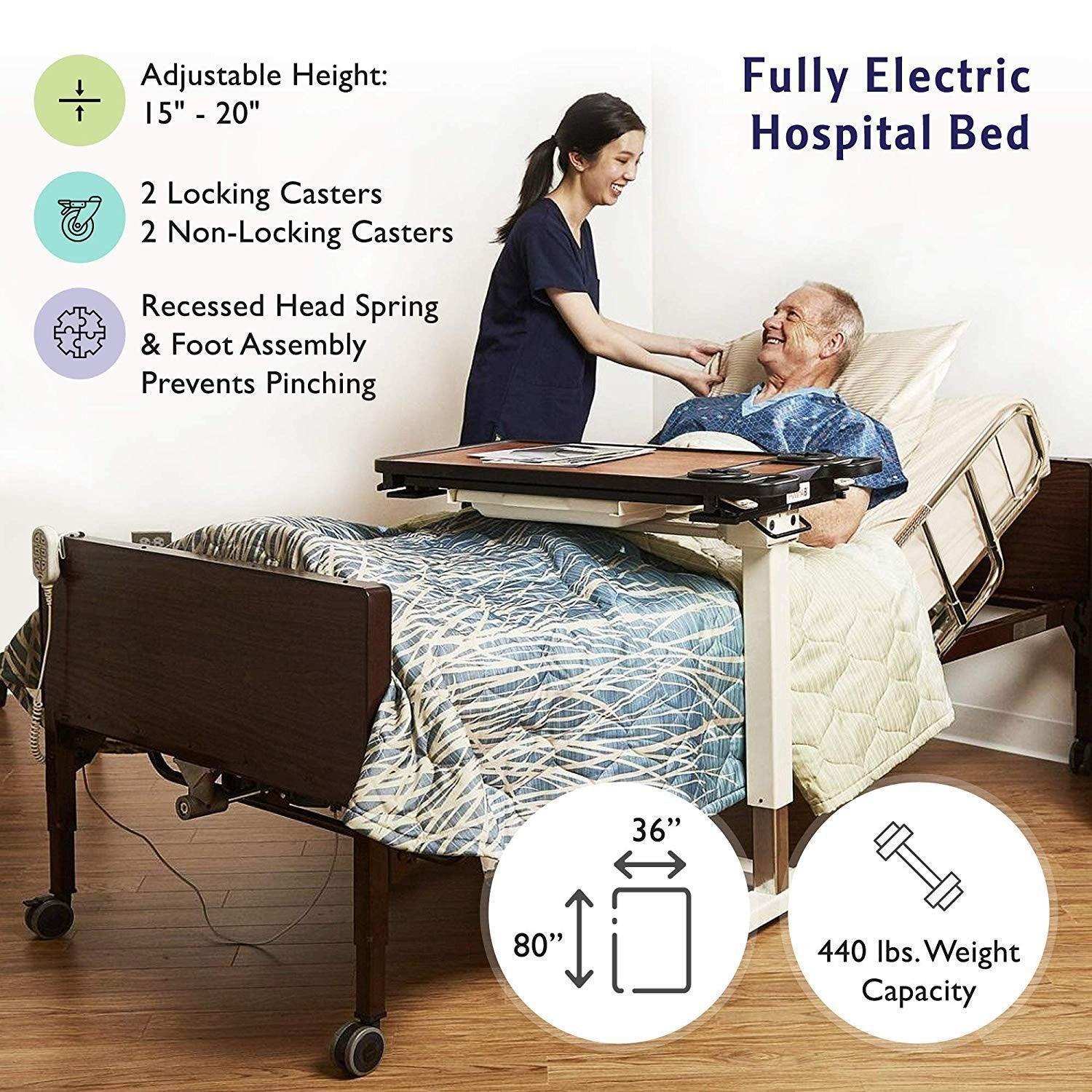 Medacure Full Electric Hospital Bed with Mattress and Rail - Shop Home Med