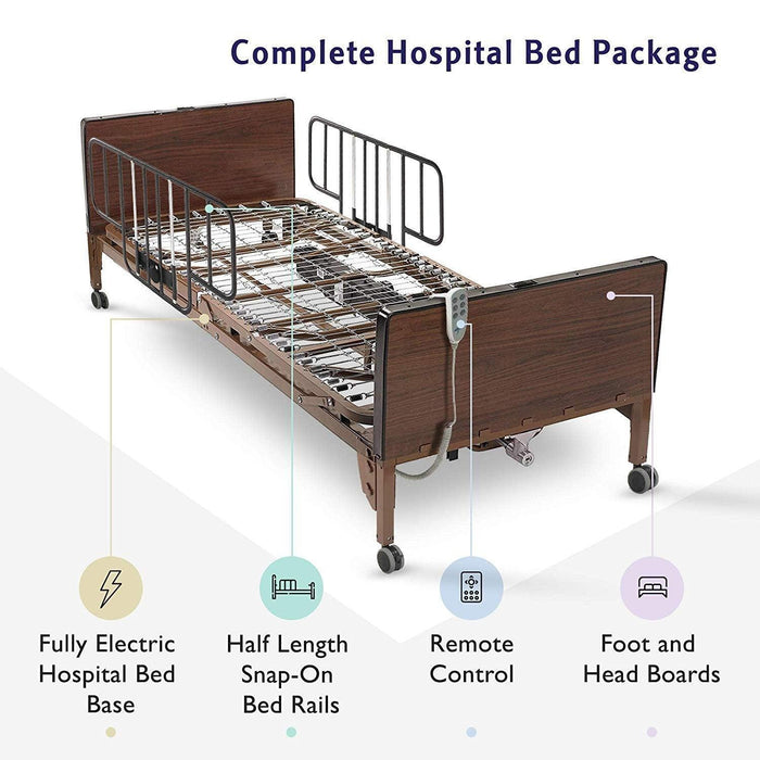 Medacure Full Electric Hospital Bed with Mattress and Rail - Shop Home Med