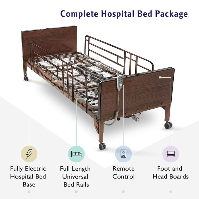 Medacure Full Electric Hospital Bed with Mattress and Rail - Shop Home Med