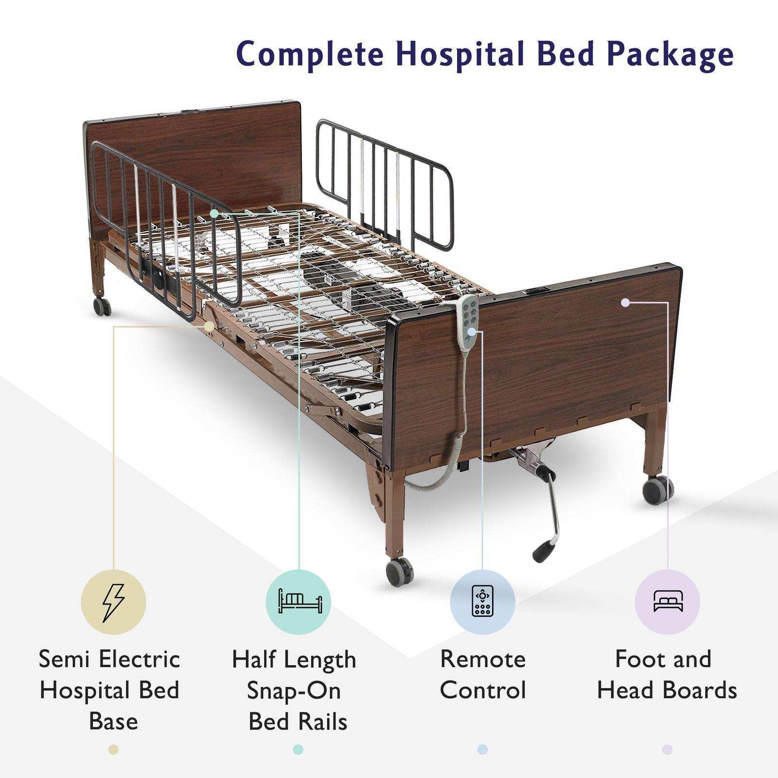 Medacure Semi Electric Hospital Bed Mattress Rails Options - Shop Home Med