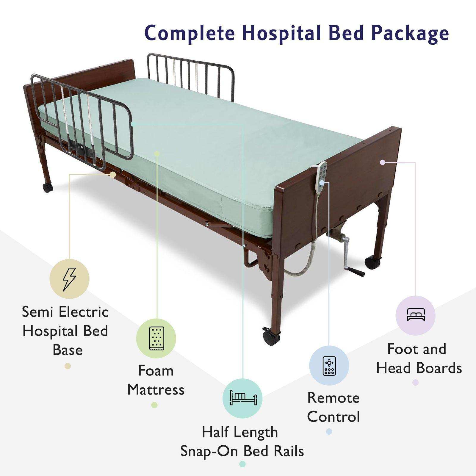 Medacure Semi Electric Hospital Bed Mattress Rails Options - Shop Home Med