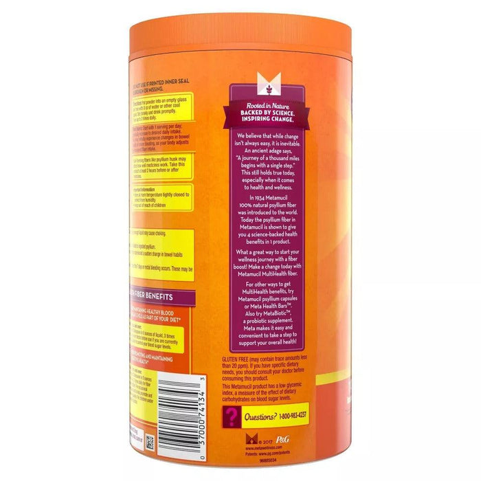 Metamucil Psyllium Fiber Supplement Powder with Real Sugar, Orange Smooth - 48.2oz. - Shop Home Med
