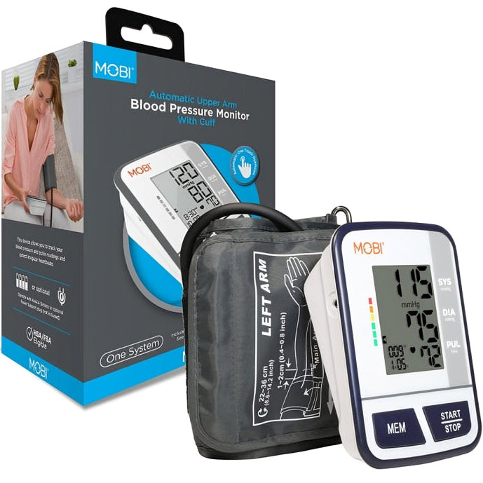 Mobi Automatic Upper Arm Blood Pressure Monitor with Adjustable Arm Cuff