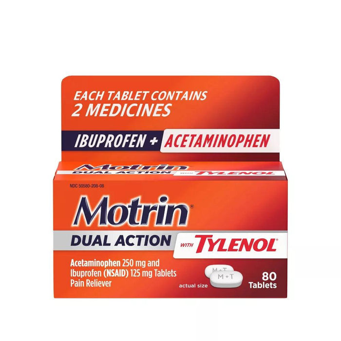 Motrin Dual Action with Tylenol Caplets, 80 ct. - Shop Home Med
