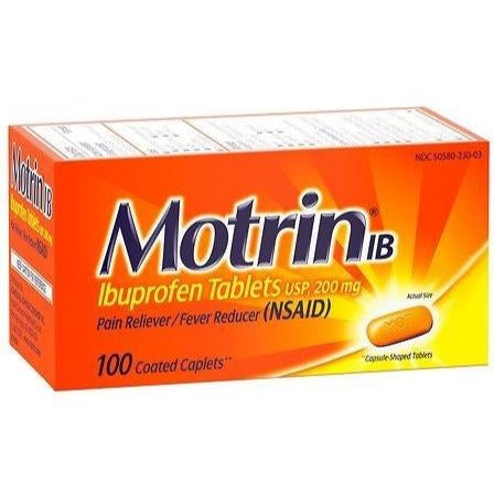 Motrin IB Ibuprofen Pain Reliever/Fever Reducer, 200 mg, Caplets - 100 ct. - Shop Home Med