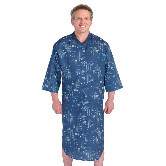 Silverts Men's Adaptive Poly-Cotton Open Back Hospital Gown