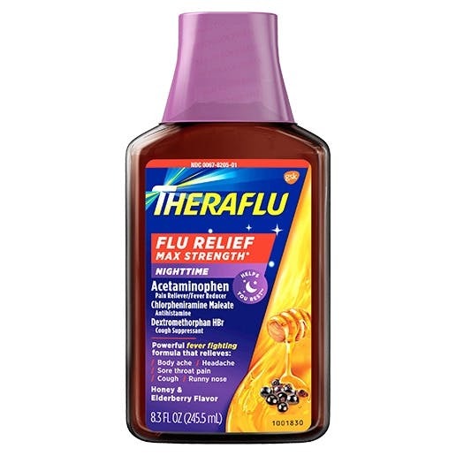 Theraflu Daytime Nighttime Flu Relief Max Strength Syrup - Honey & Elderberry