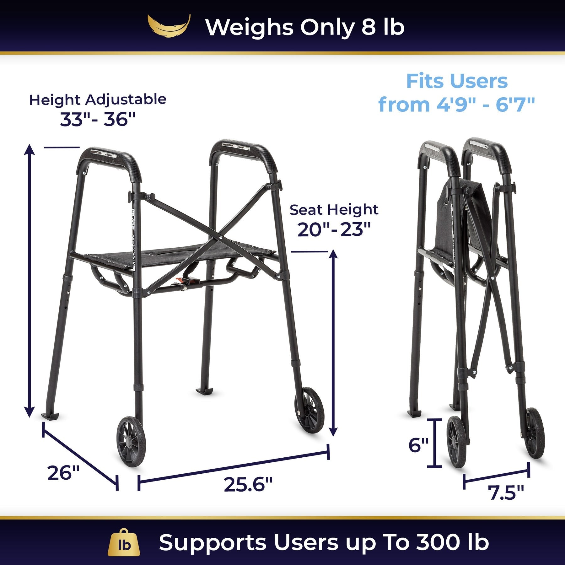 MD by Drive Air-Go Easy Grip Walker