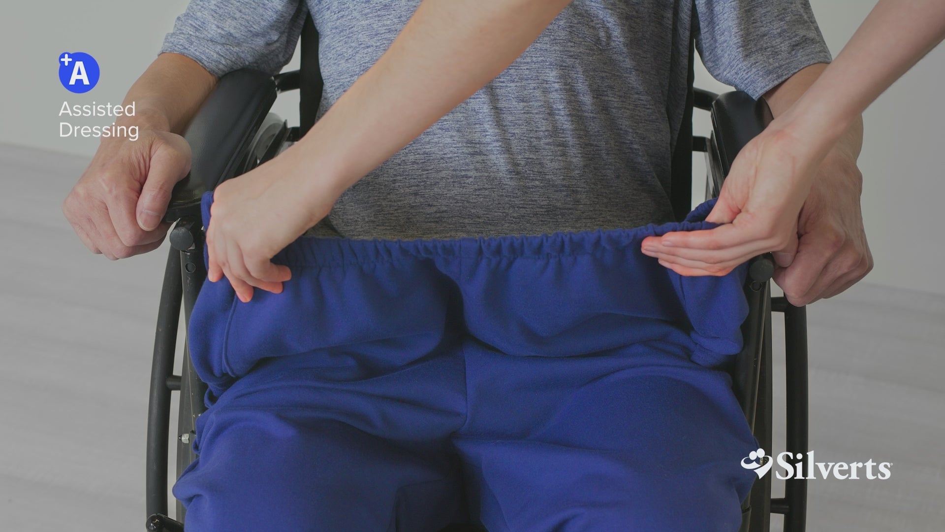 Load video: Silverts Men's Assisted Dressing Adaptive Open-Back Fleece Pants