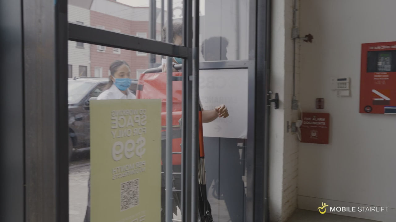 Load video: EZ LITE Evacuation Foldable Medical Stair Lift Chair Portable Emergency Transport Stair Chair