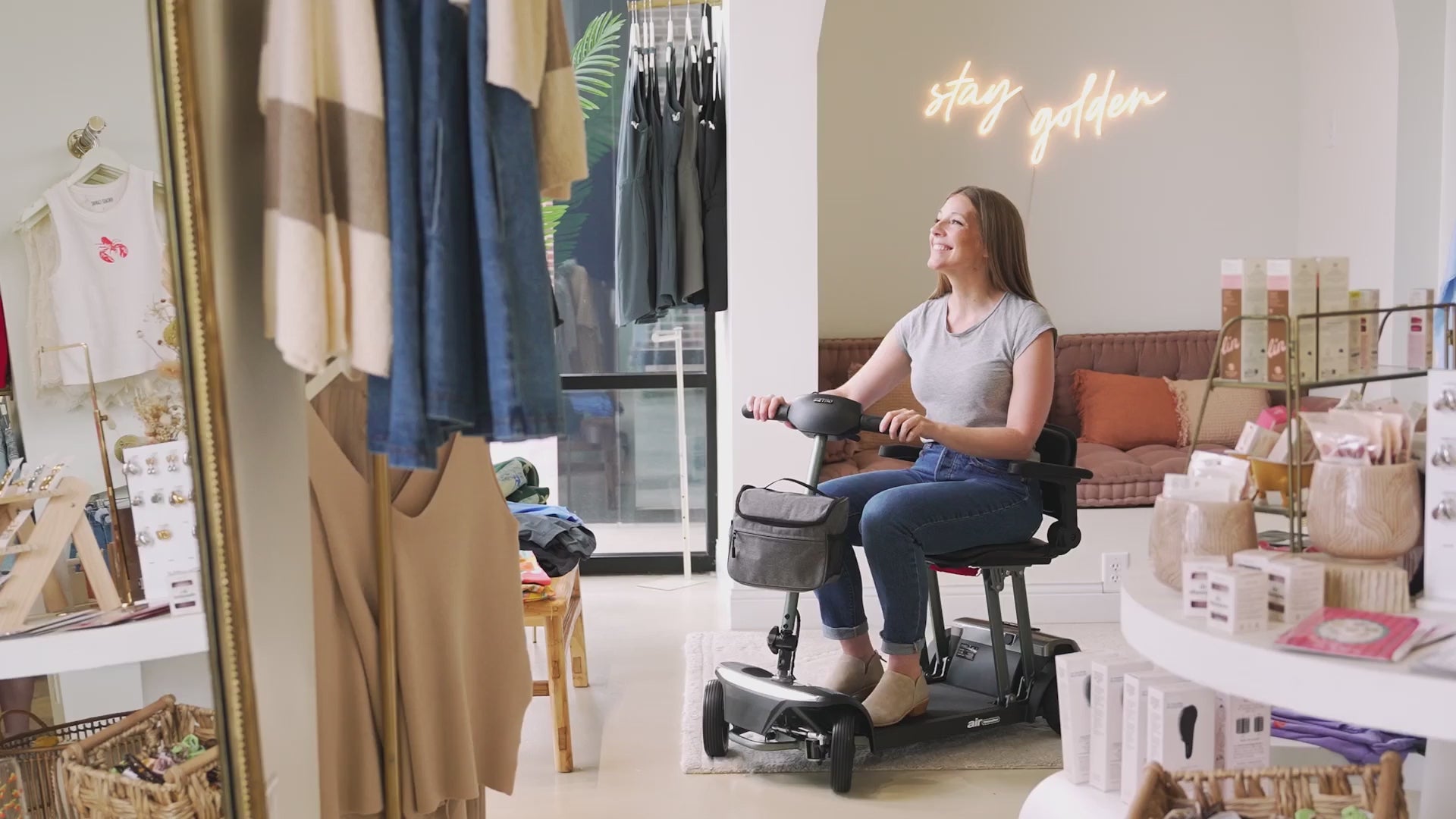 Load video: Metro Mobility Air Traveller Mobility Scooter