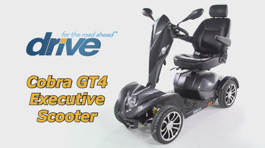 Cargar vídeo: Patinete eléctrico para movilidad de servicio pesado Cobra GT4 de Drive Medical