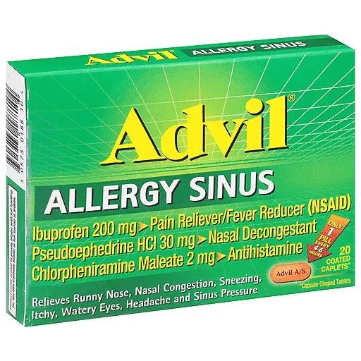 Advil Allergy Sinus Pain Reliever/Fever Reducer Coated Caplets - 20ct