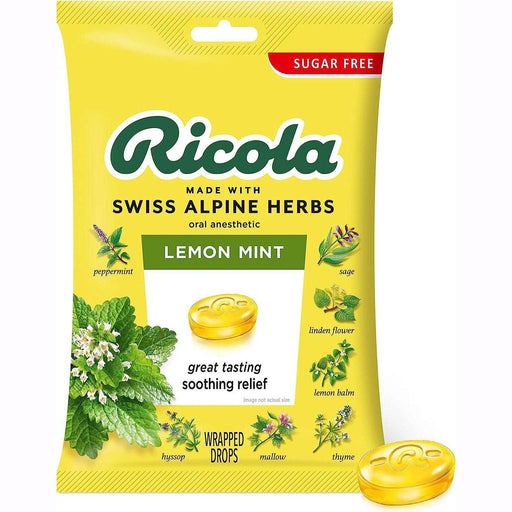 Ricola Herb Throat Drops Sugar Free, Lemon Mint - 19 ct - Shop Home Med