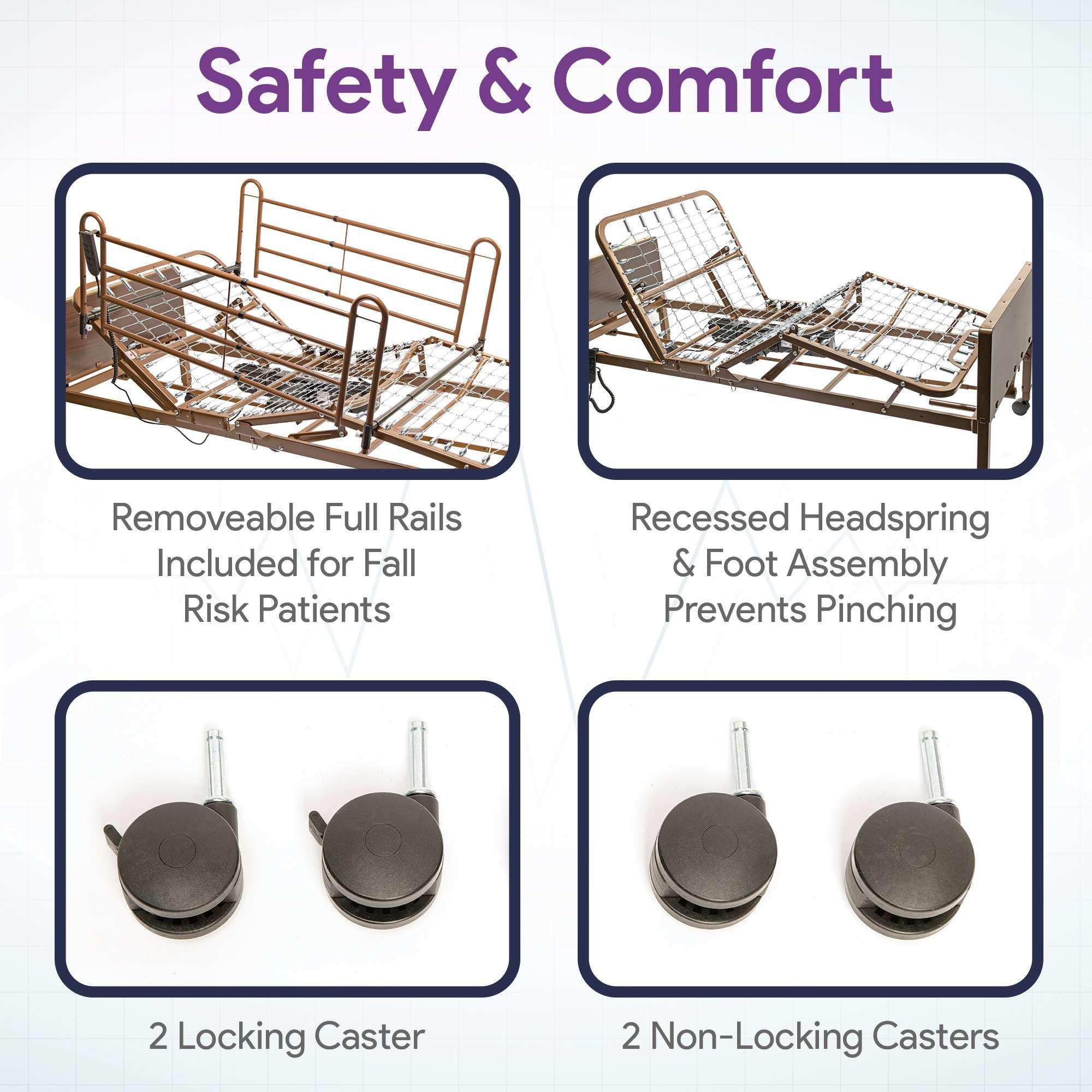 Semi Electric Hospital Bed - 36"x80" - Adjustable Height and Hi Lo - Shop Home Med