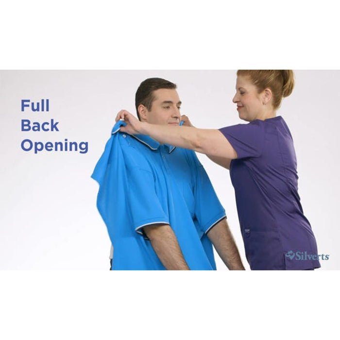Silverts Men's Adaptive Open Back Polo Shirt with Long Sleeves
