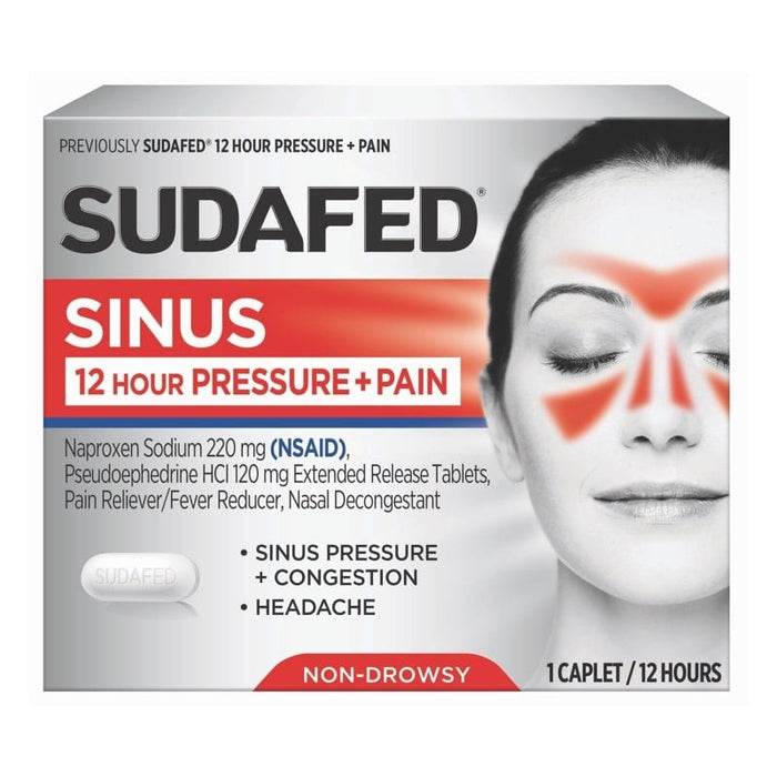 Sudafed 12 Hour Sinus Pressure+Pain Relief Decongestant - 16 Caplets