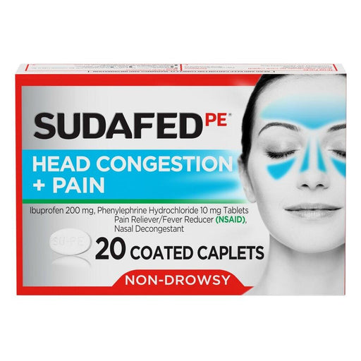 Sudafed PE Sinus Head Congestion + Pain Non-Drowsy Caplets - 20 ct. - Shop Home Med