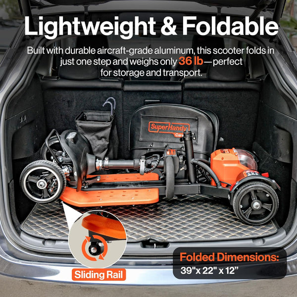 SuperHandy 4-Wheel Passport Prime Electric Mobility Scooter Foldable 48V Li-Ion Battery 330 lb Capacity