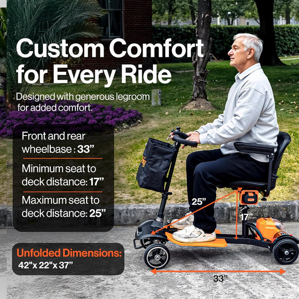 SuperHandy 4-Wheel Passport Prime Electric Mobility Scooter Foldable 48V Li-Ion Battery 330 lb Capacity