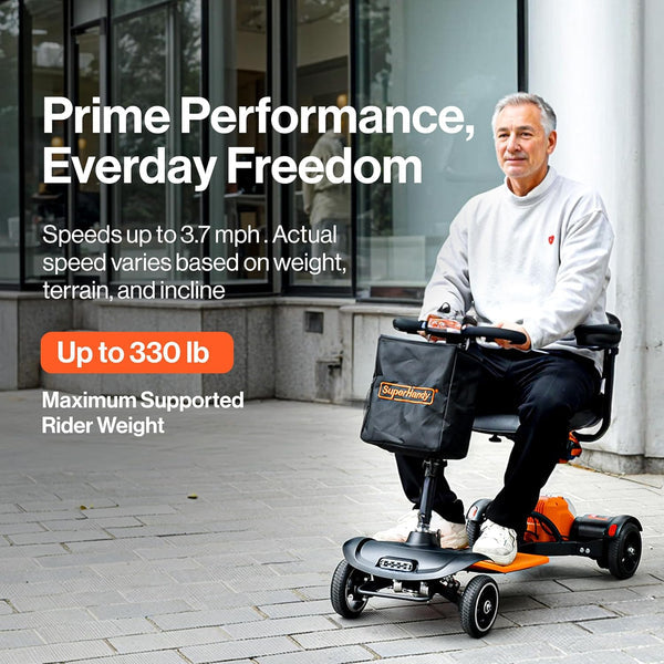 SuperHandy 4-Wheel Passport Prime Electric Mobility Scooter Foldable 48V Li-Ion Battery 330 lb Capacity