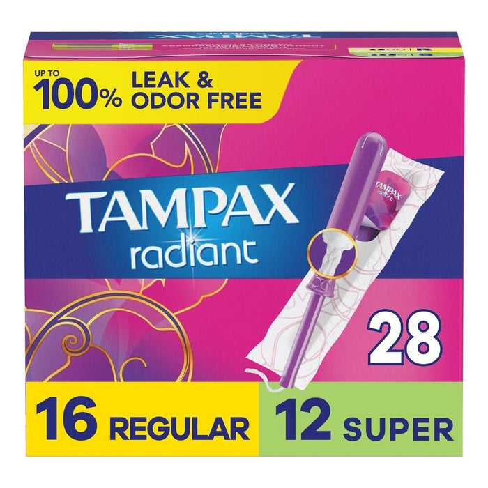 Tampax Radiant Compact Unscented Plastic Tampons