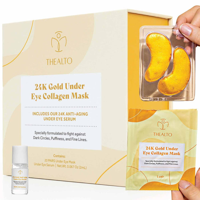 Thealto 24k Gold Under Eye Mask with Collagen and Mini Eye Serum Set - Shop Home Med