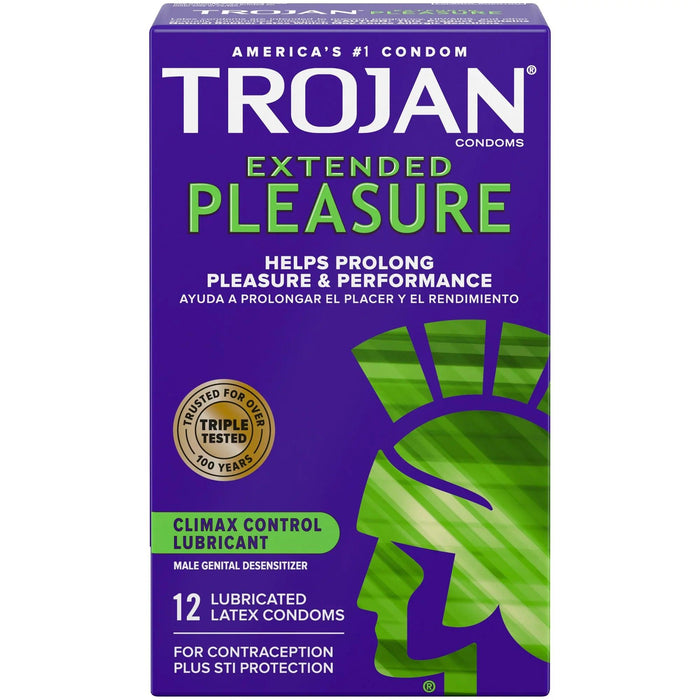 Trojan Extended Pleasure Condoms with Desensitizing Lubricant - 12 Count - Shop Home Med