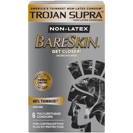 Trojan Supra Americas Thinnest Non-latex Bareskin Condoms - 6 Count - Shop Home Med