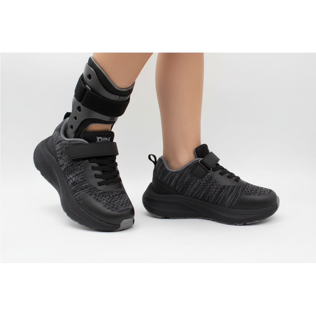 DrD Kids Footwear Turbo Black/Grey Sneaker Ankle-Foot Orthosis and Orthopedic Friendly