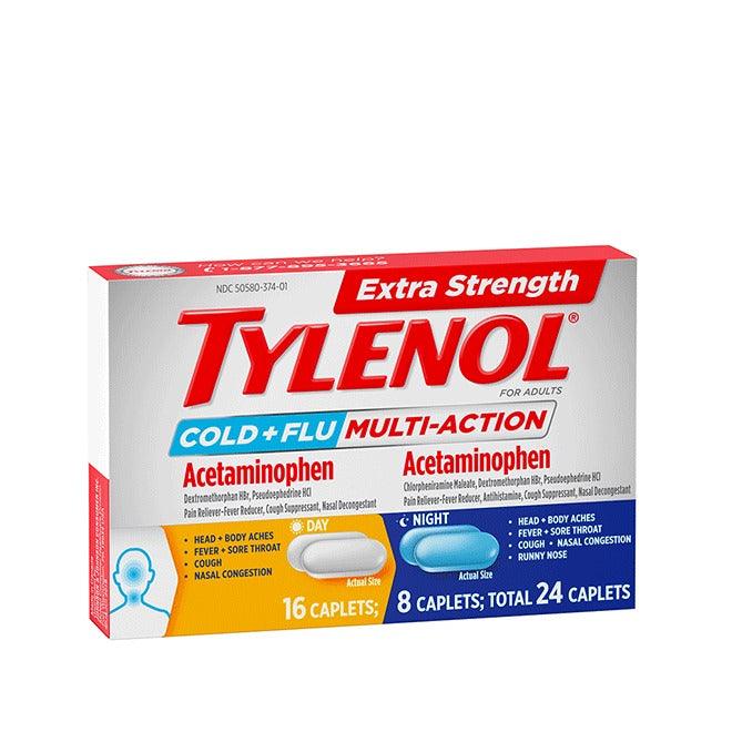 Tylenol Extra Strength Cold + Flu Relief Day & Night Caplets - 24 Ct - Shop Home Med