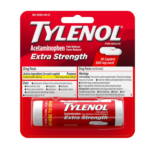 Tylenol Extra Strength Caplets with 500 mg Acetaminophen - 10 Count - Shop Home Med