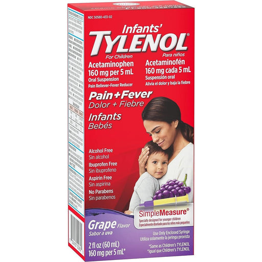 Tylenol Infant Pain Reliever and Fever Reducer, Grape - 2 fl oz. - Shop Home Med