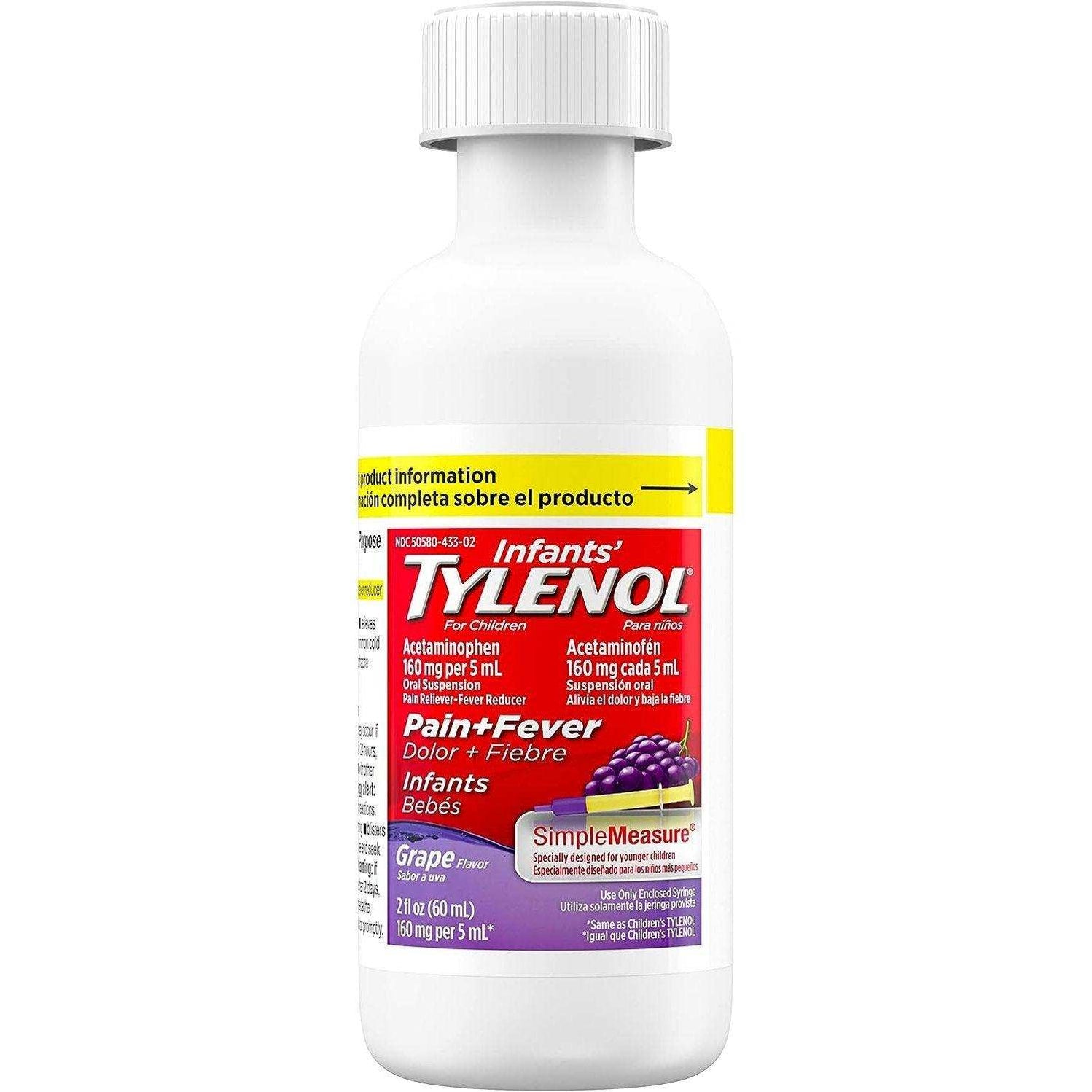 Tylenol Infant Pain Reliever and Fever Reducer, Grape 2 fl oz. — Shop